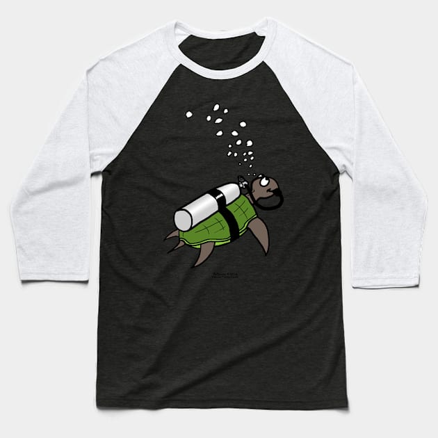 SCUBA Sea Turtle Baseball T-Shirt by OutToLunch